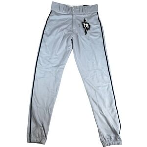 Easton Mens Tapered Baseball Pants Grey Navy Side Stripe Size Small New